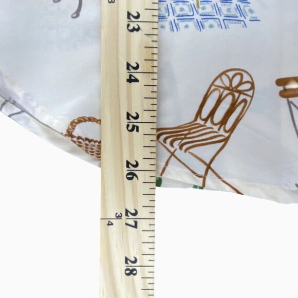 Ishyu Womens 8 Whimsical Silk Button-Down Shirt Colorful Chair Table Print VTG - Picture 9 of 15